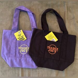 Trader Joe’s trick or treat canvas Purple and Black mini Tote Bags